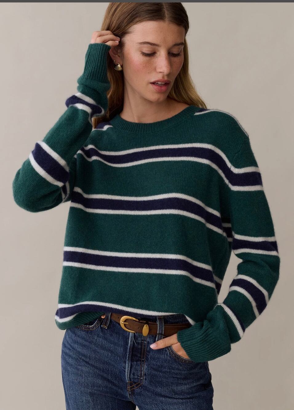 New few moda Caara Sofia cashmere sweater teal coast $257 sz small